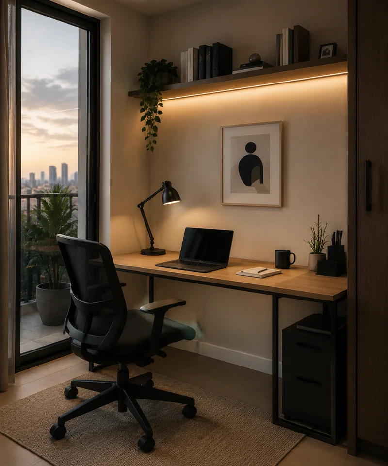 Compact professional workspace