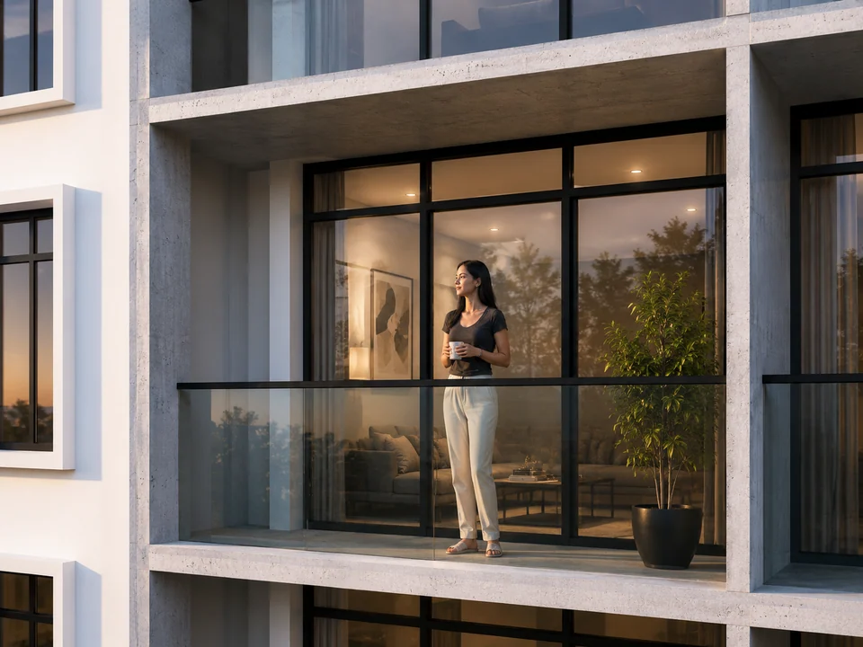 Studio apartment balcony