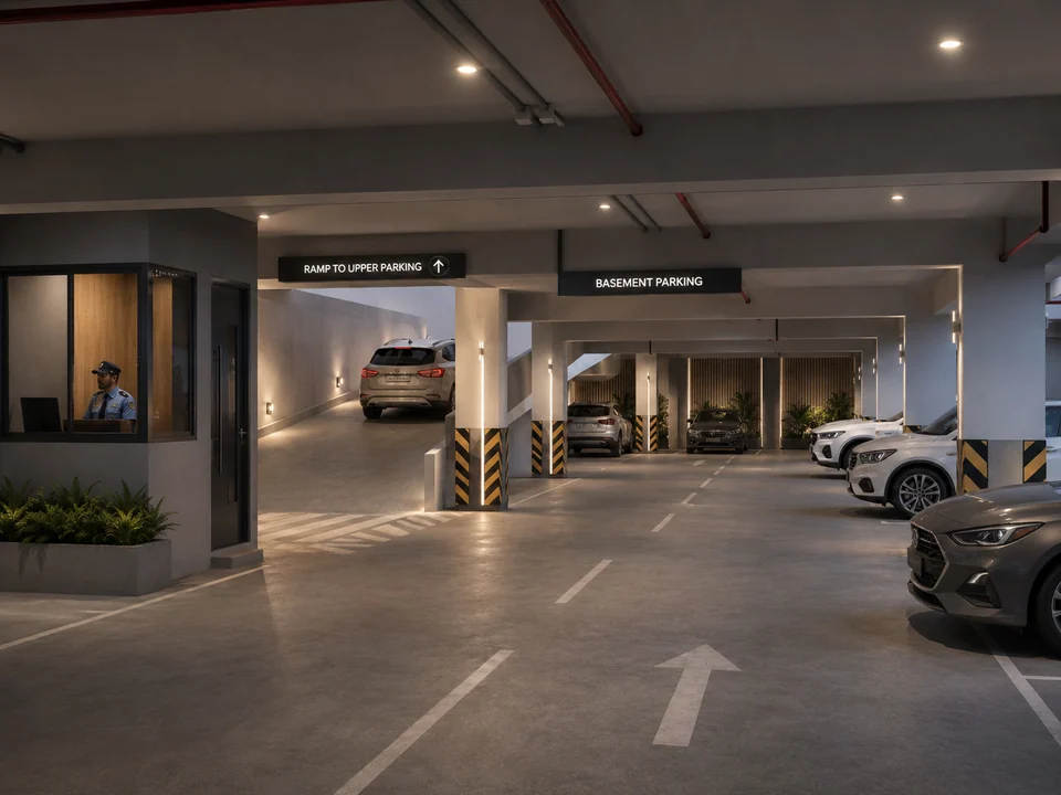 Secure entry and common parking